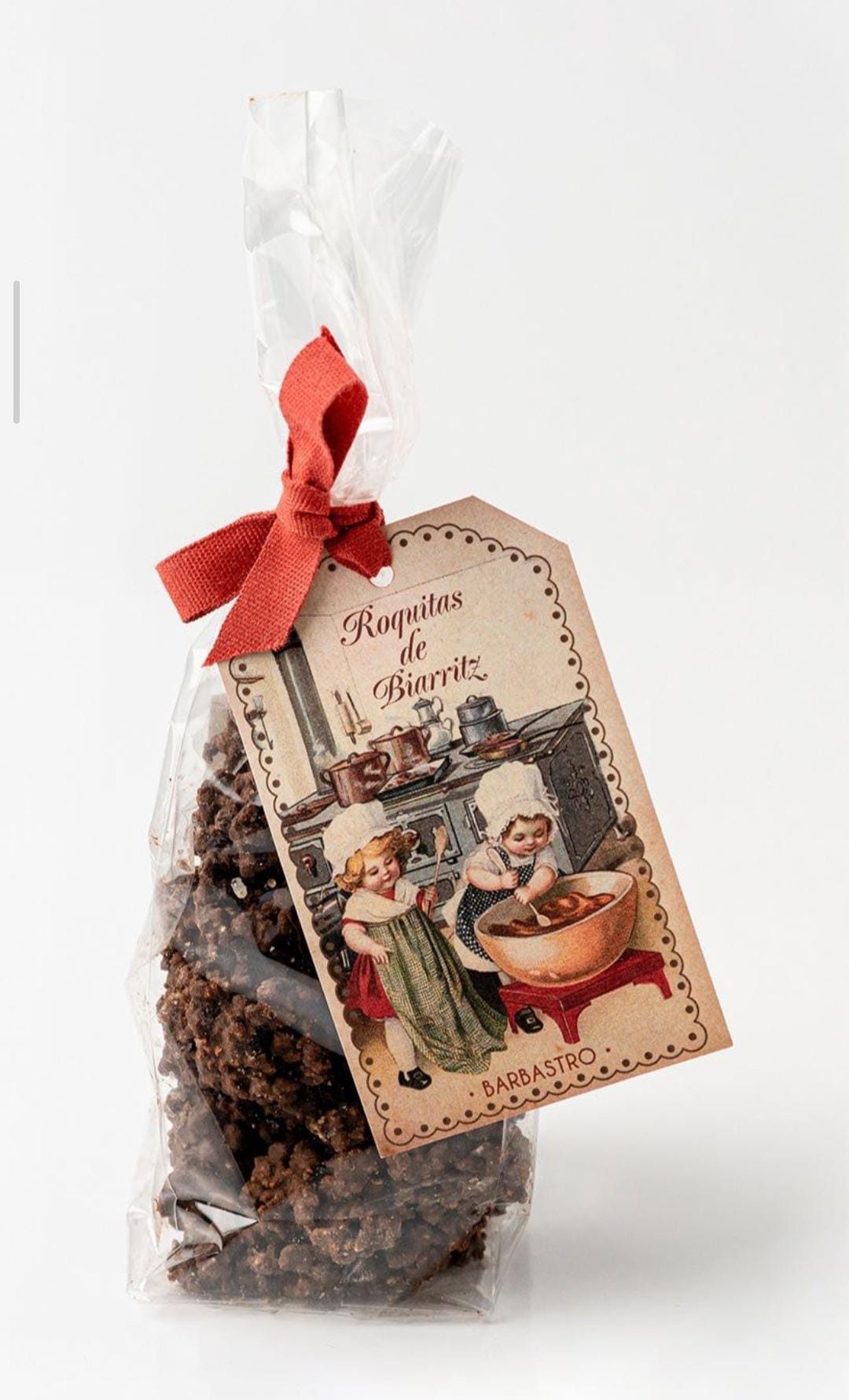 Bolsa de Roquitas de Biarritz con lazo rojo y etiqueta